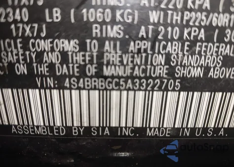 2010 Subaru Outback 2.5I Premium z USA, uszkodzony, nr VIN 4S4BRBGC5A3322705